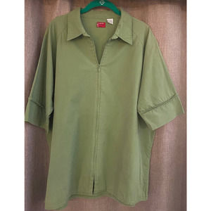 Levi’s Lot 53 Short-Sleeve Full Zipper-Front Shirt in Army Green - Large